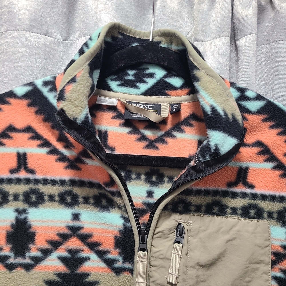 Wesc Polar Fleece Jacket Southwest Aztec Boho Full Zip Y2K 90’s Colorful - Picture 8 of 9